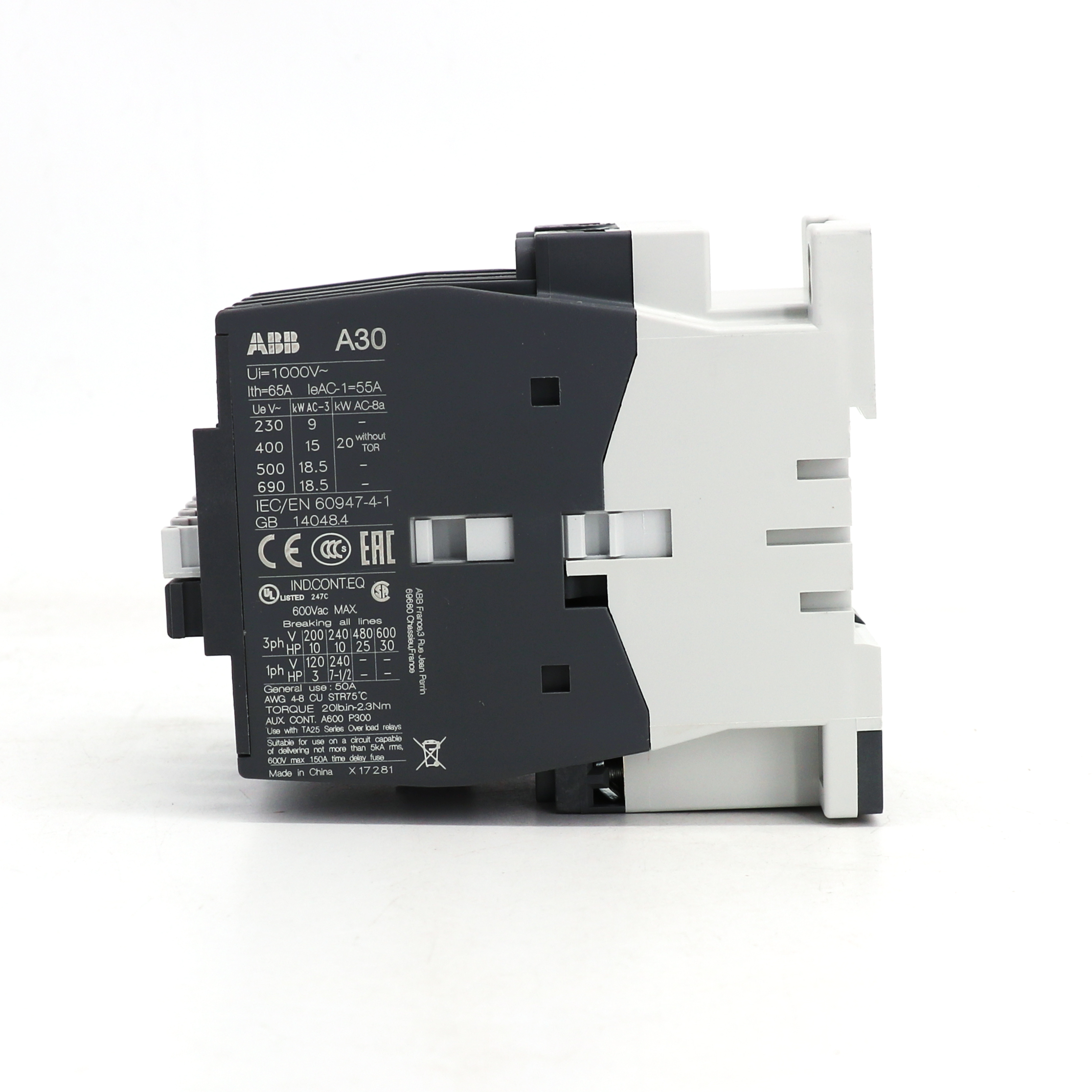 ABB A系列接触器 A30-30-01*190V-50Hz/220V60Hz