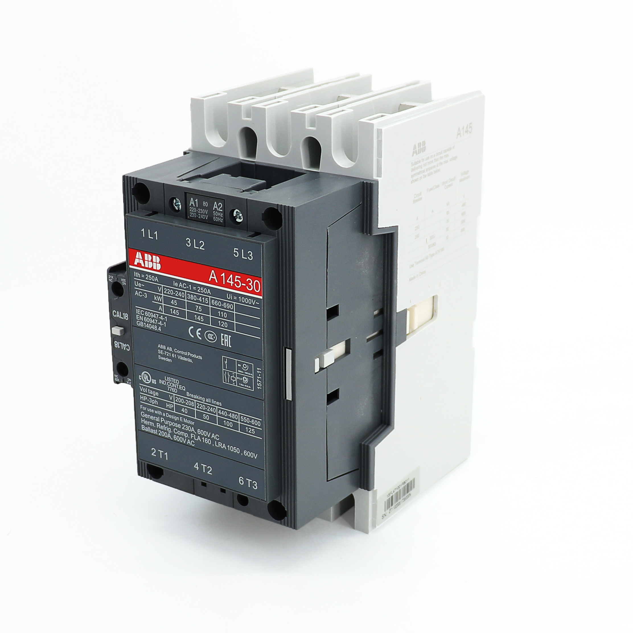 ABB A系列接触器 A145-30-11*230-240V 50Hz/240-260V 60Hz