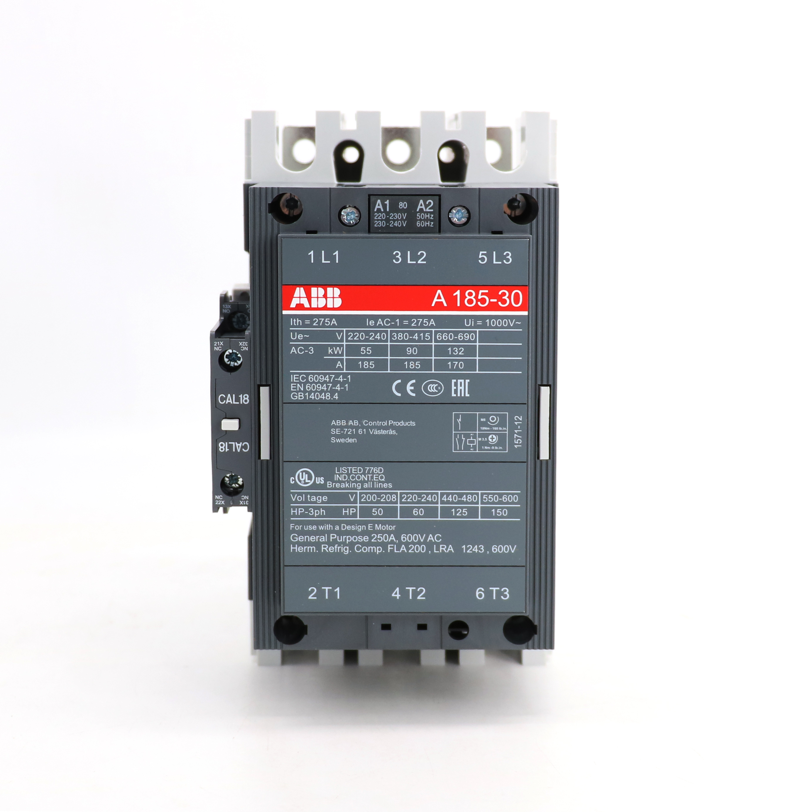 ABB A系列接触器 A185-30-11*230-240V 50Hz/240-260V 60Hz