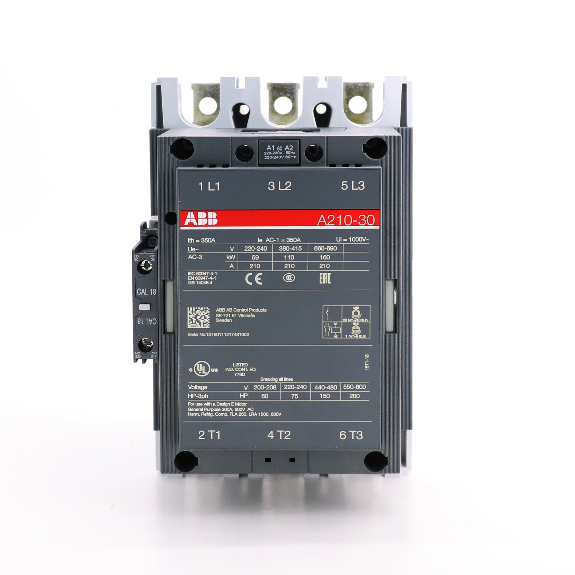 ABB A系列接触器 A210-30-11*24V 50/60Hz