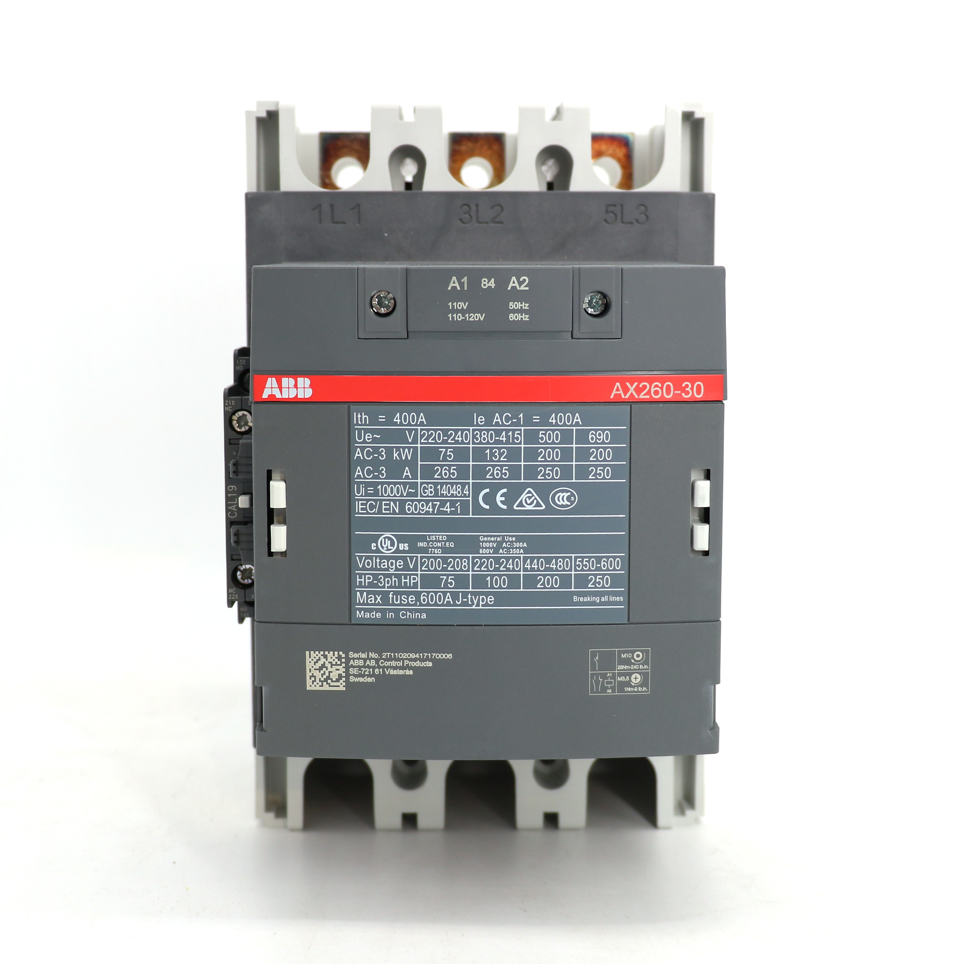 ABB 交流接触器 AX260-30-11-85*380-400V50Hz/400-415V60Hz